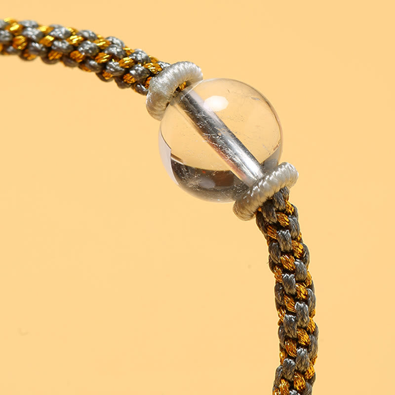 Handmade Red Agate Amethyst Golden Rutilated Quartz Pink Crystal Bead Calm Braided Bracelet