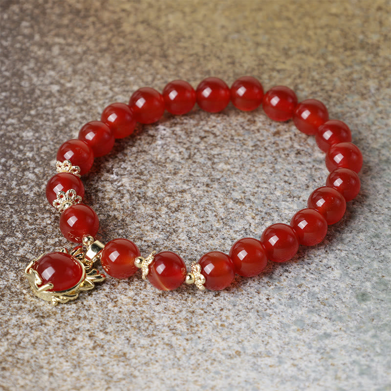 Year of the Dragon Red Agate Jade Peace Buckle Fu Character Success Bracelet