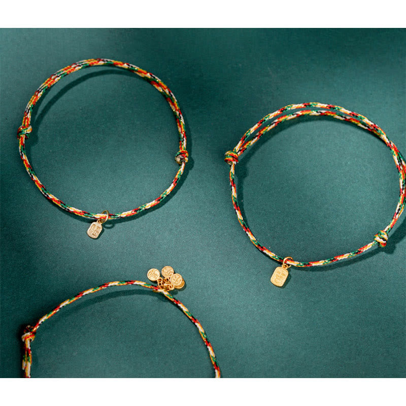 Auspicious Fu Character Peace And Joy Luck Handmade Multicolored Child Adult Bracelet