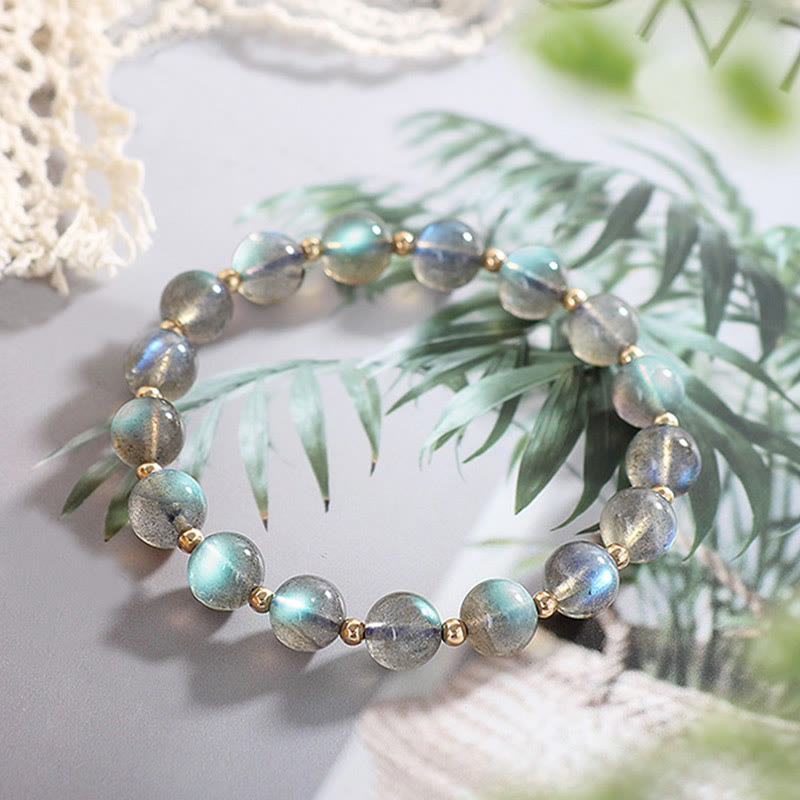 14k Gold Plated Natural Moonstone Healing Love Bracelet