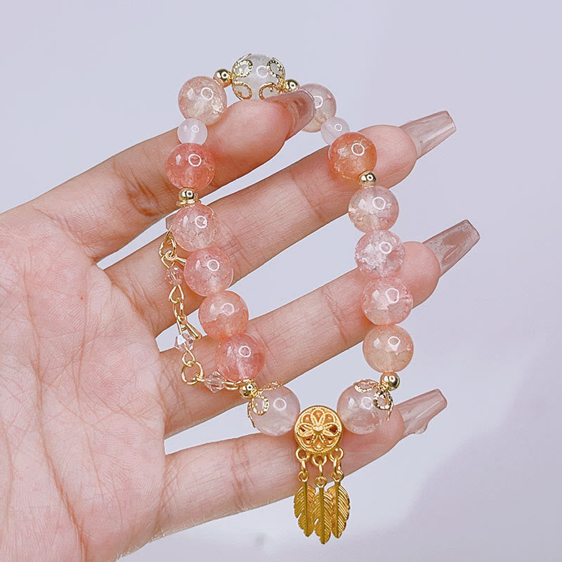 Handcrafted Glass Bead Dreamcatcher Charm Bracelet for Spiritual Connection