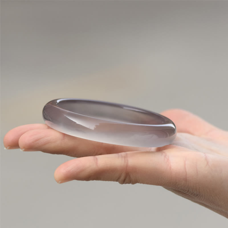 Natural Gray Chalcedony Harmony Bangle Bracelet