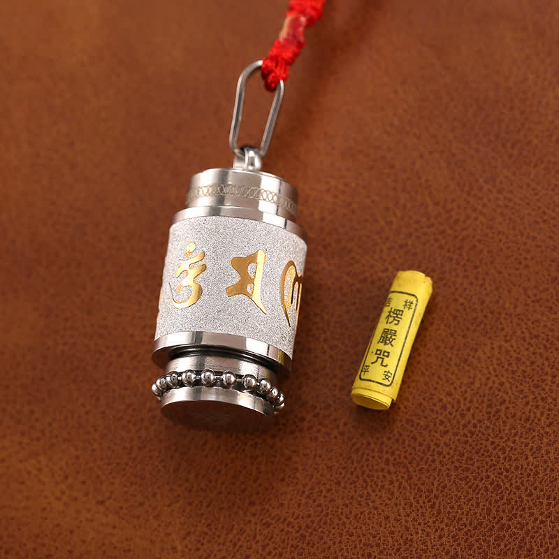 Tibet Om Mani Padme Hum Shurangama Mantra Titanium Steel Wisdom Amulet Necklace Pendant