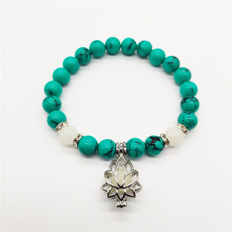 Tibetan Turquoise Glowstone Luminous Bead Lotus Protection Bracelet
