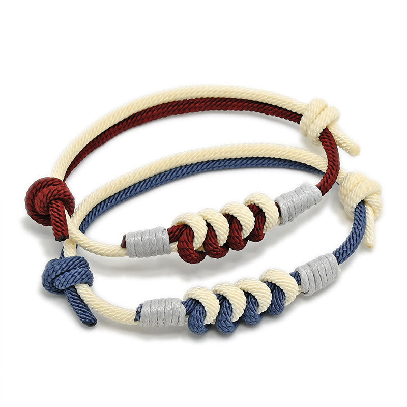 Minimalist Hand-Braided Copper Vajra Knot Red String Bracelet
