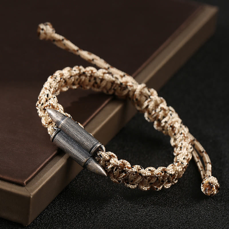 Minimalist 925 Sterling Silver Bullet Design Braided Rope Bracelet