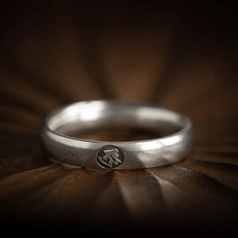 Chinese Zodiac Natal Buddha Couple Silver-plated Ring