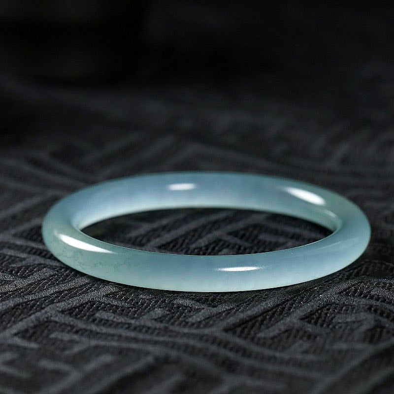 Natural Jade Hand-Carved Solid Gemstone Bangle Bracelet