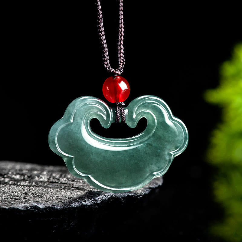 Natural Green Jade Chinese Lock Charm Luck Necklace Pendant