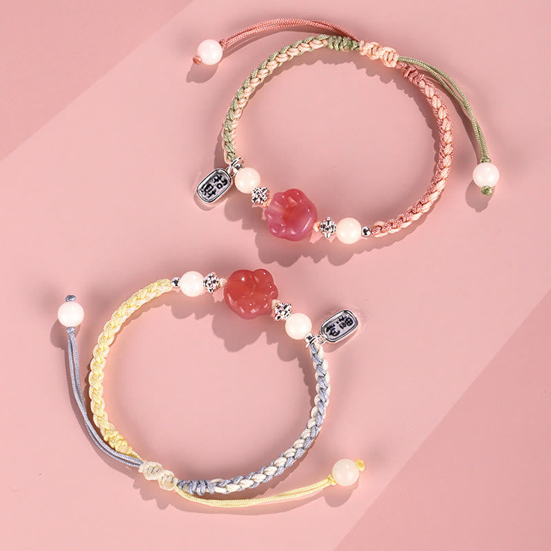 Yanyuan Agate Cat Claw Paw White Bodhi Seed Fu Character Positive Braided Rope Bracelet