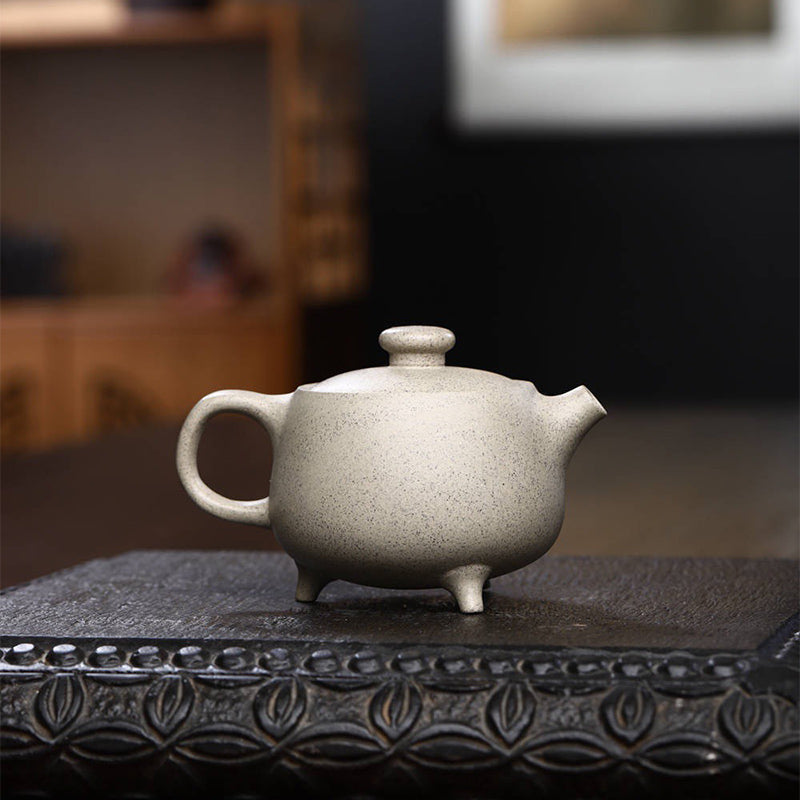Yixing Semi-handmade Beige Purple Clay Kung Fu Teapot 200ml