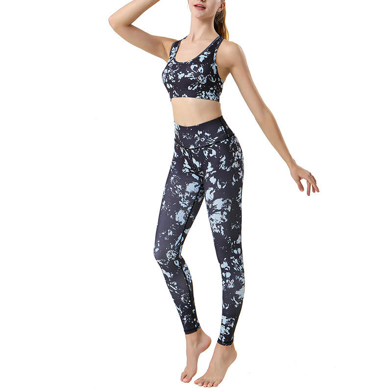 Earthy Botanical Print High-Waist Yoga Leggings