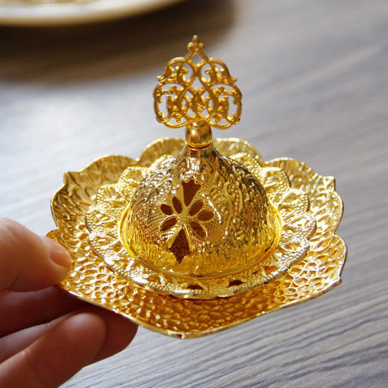 Leaf-Shaped Alloy Metal Mini Incense Burner & Ritual Coaster