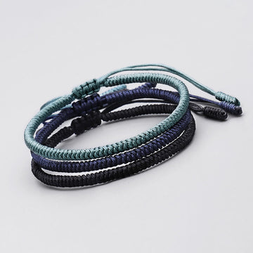Handcrafted Tibetan Vajra Knot Adjustable Cord Bracelet 3-Piece Set