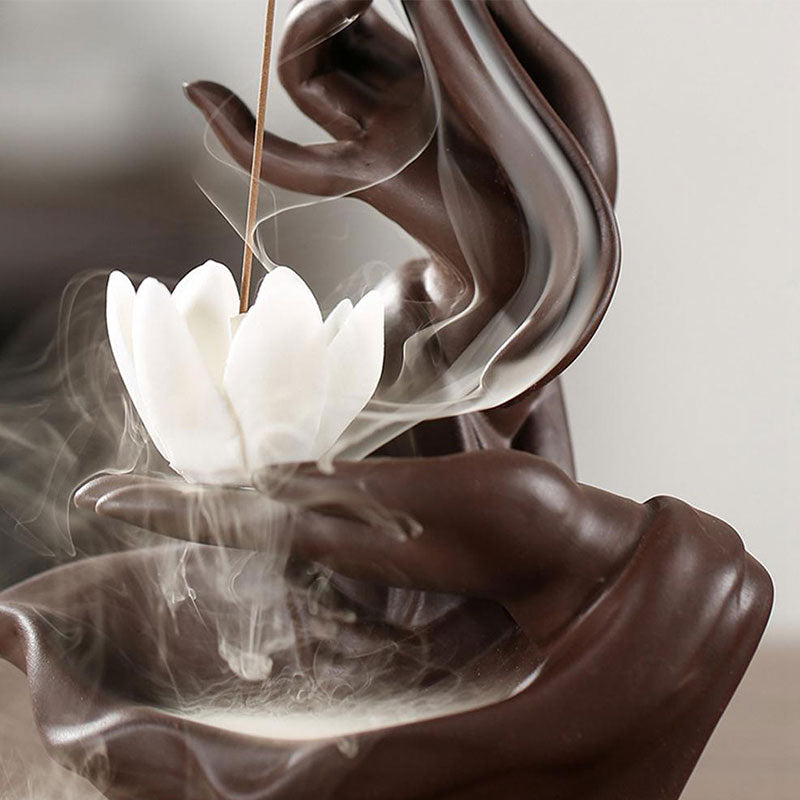Zen Buddha and Lotus Bergamot Healing Ceramic Incense Burner