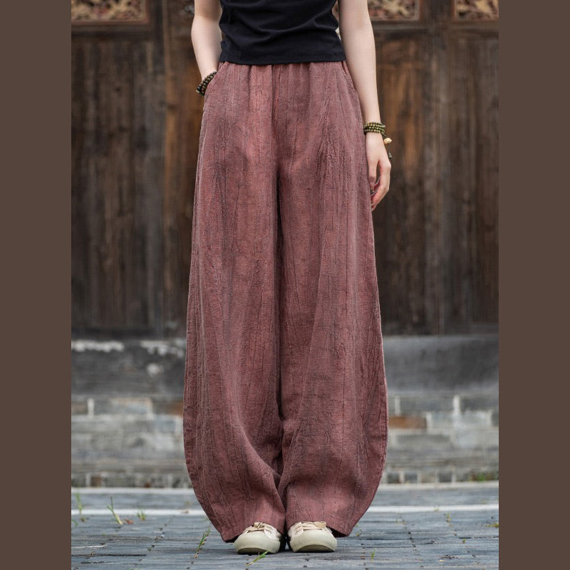 Ramie Cotton Linen Pants Tie-dye Design Trousers Loose Zen Yoga Women's Pants with Pockets
