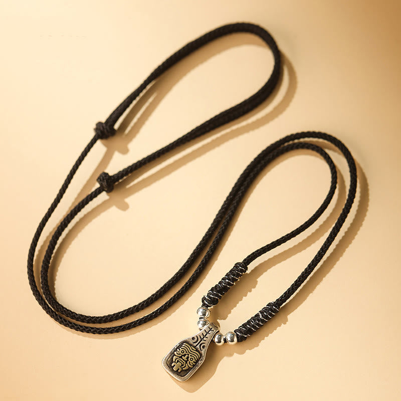 Tibetan 925 Sterling Silver Zakiram Goddess of Wealth Protection Rope Necklace Pendant