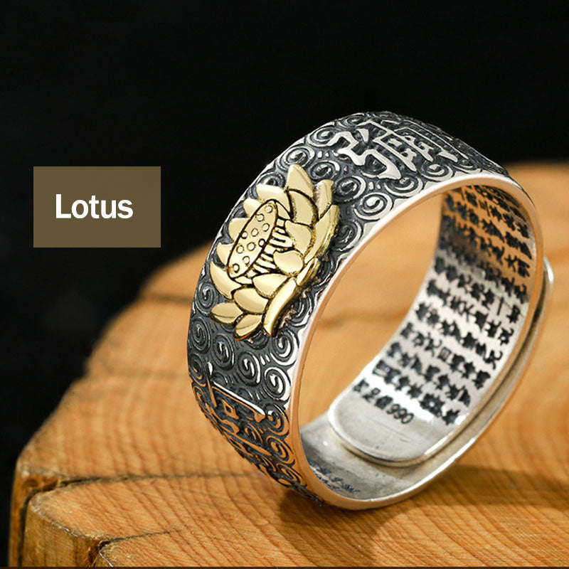 Chinese Zodiac Natal Buddha Wealth Luck Adjustable Ring