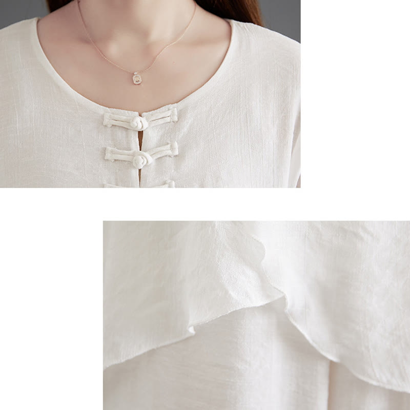 Breathable Cotton Linen Wide-Leg Meditation Shirt and Pants Set