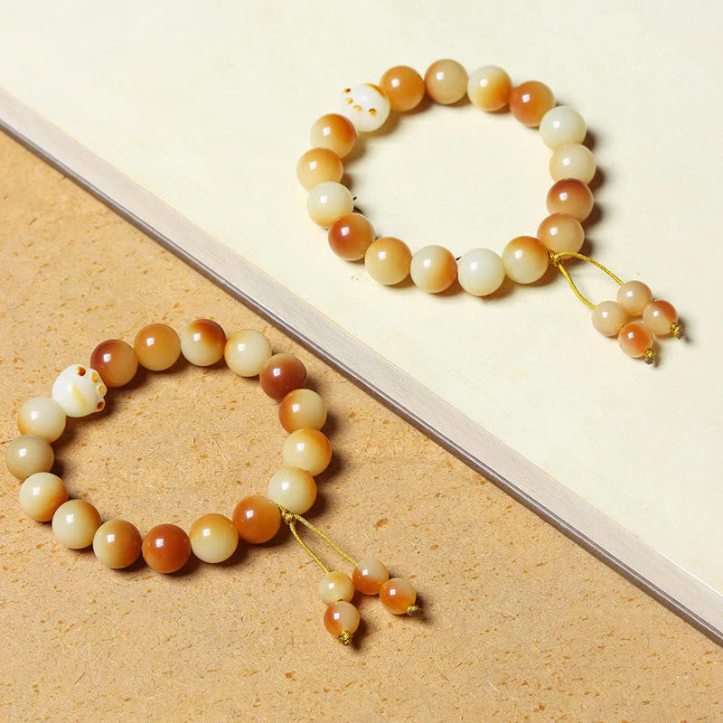 Natural Bodhi Seed Paw Claw Bracelet for Peace & Wisdom (Fits 14-16cm Wrist)