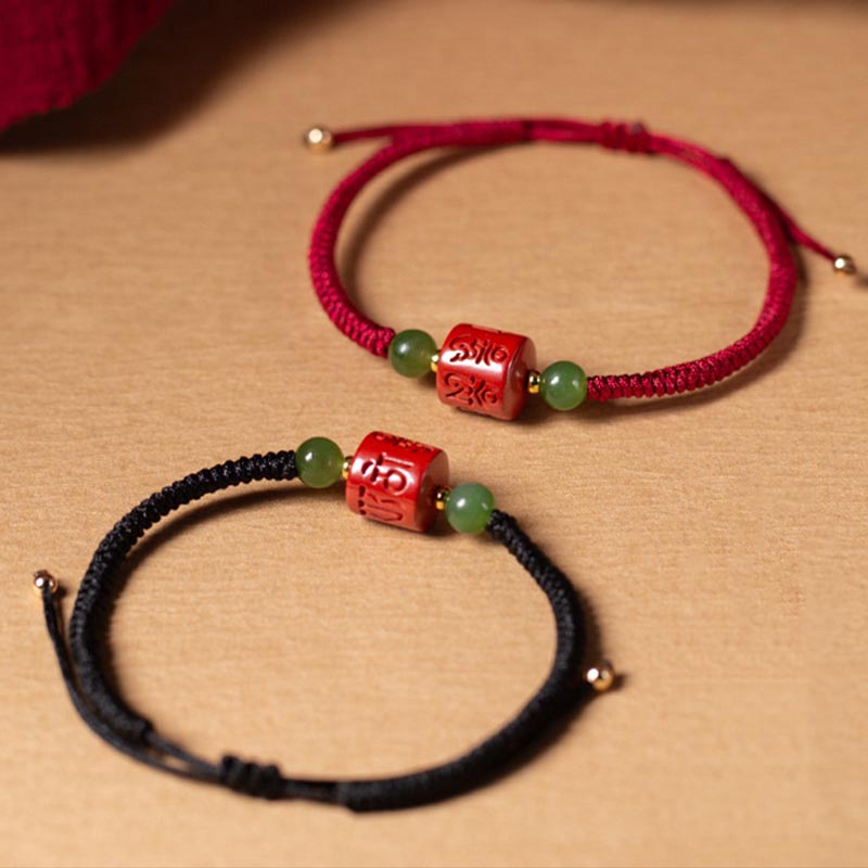 Braided Cinnabar Om Mani Padme Hum Mantra Red String Bracelet