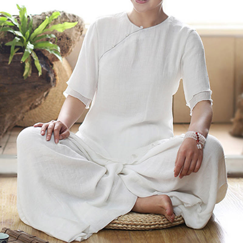 Vintage Yoga Zen Prayer Spiritual Meditation Practice Plain Color Clothing Women's Set
