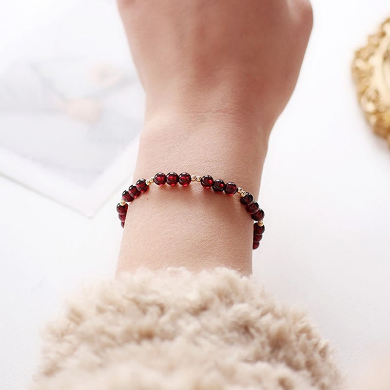 14K Gold Plated Alloy Natural Garnet Calm Bracelet