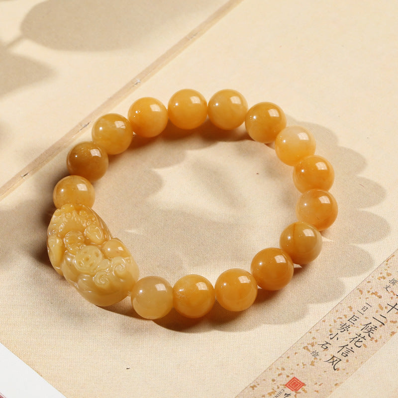 Golden Silk Jade Pixiu Wealth Bracelet