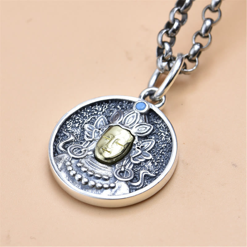 925 Sterling Silver Green Tara Double Dorje Vajra Protection Necklace Pendant