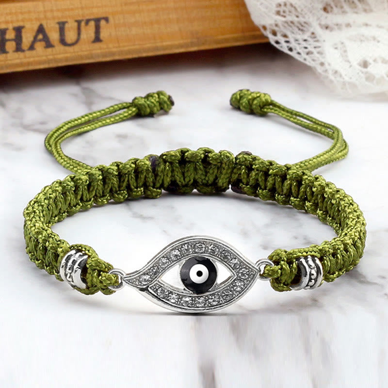 Handmade Evil Eye Red String Braided Bracelet with Gold or Silver Border