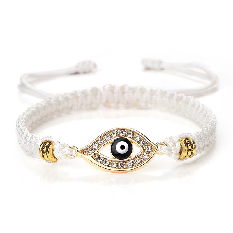 Handmade Evil Eye Red String Braided Bracelet with Gold or Silver Border