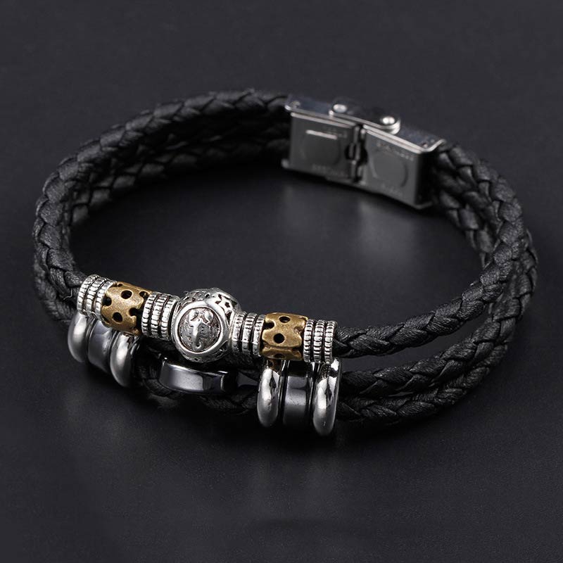 Hematite Grounding Bead Bracelet with 12 Zodiac Constellation Charms