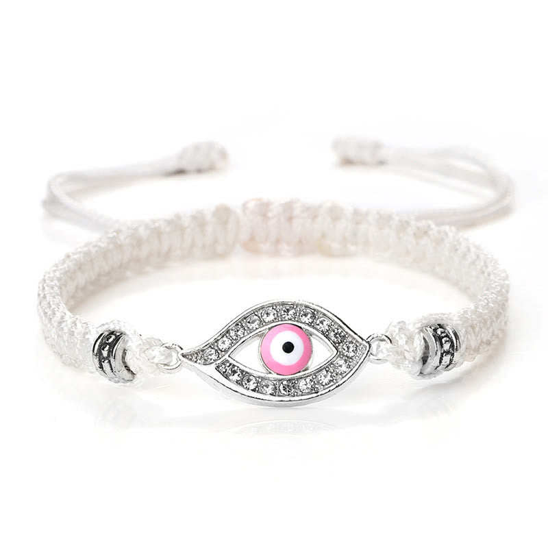 Handmade Evil Eye Red String Braided Bracelet with Gold or Silver Border