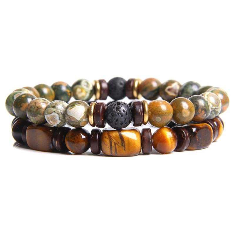 2PCS Healing Crystal Emperor Stone Tiger Eye Bead Bracelet