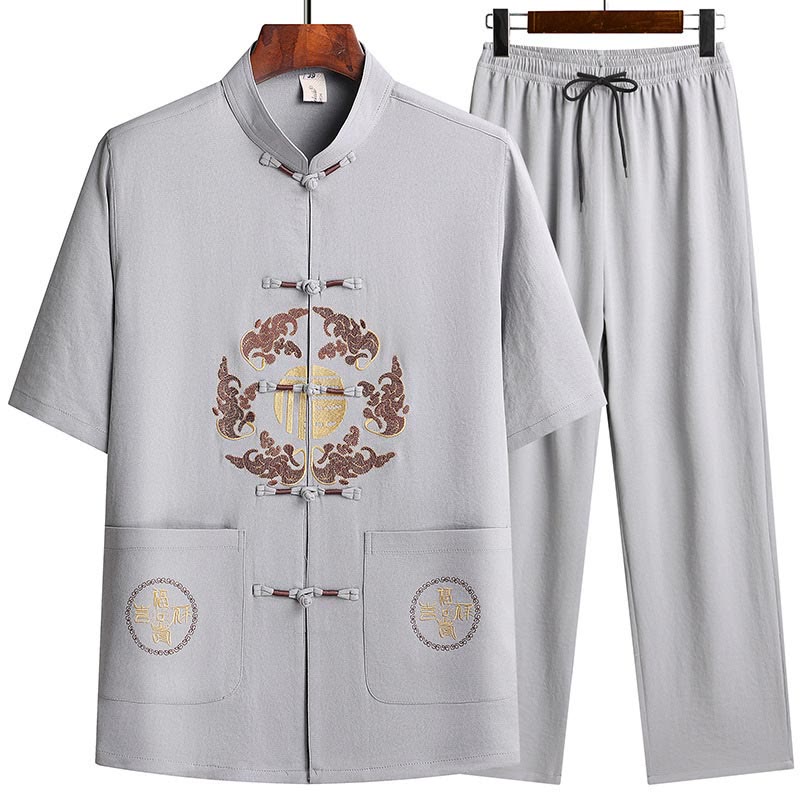 Tactile Breathable Mandarin Collar Qi Gong Men's Meditation Set