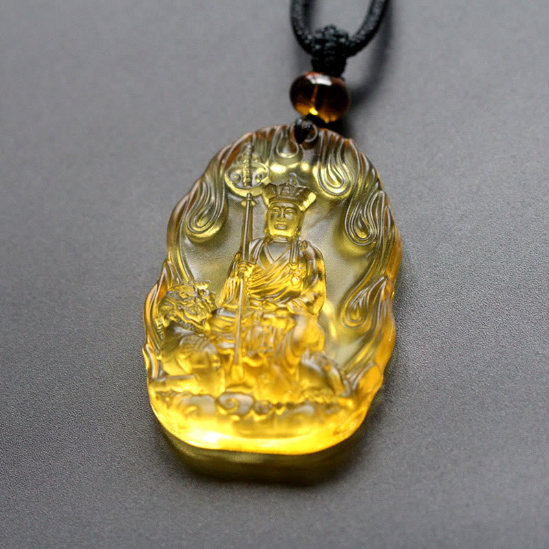 Ksitigarbha Buddha Liuli Crystal Serenity Amulet Necklace Pendant