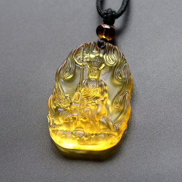 Ksitigarbha Buddha Liuli Crystal Serenity Amulet Necklace Pendant