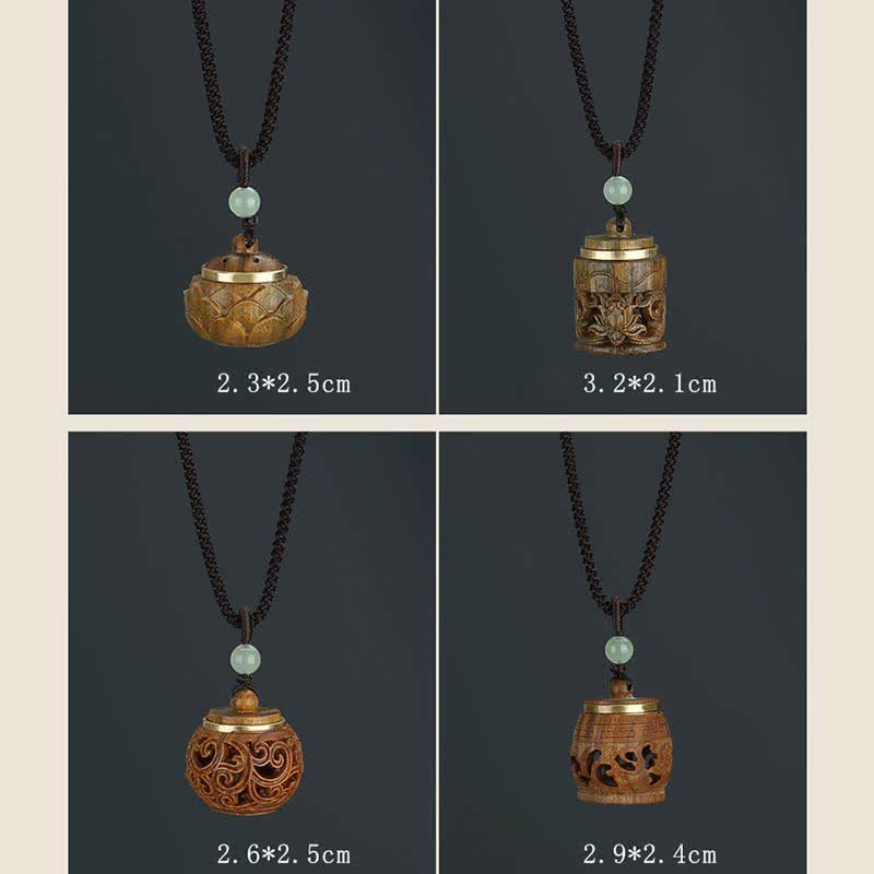 Tibet Green Sandalwood Rosewood Om Mani Padme Hum Lotus Positive Soothing Necklace Pendant