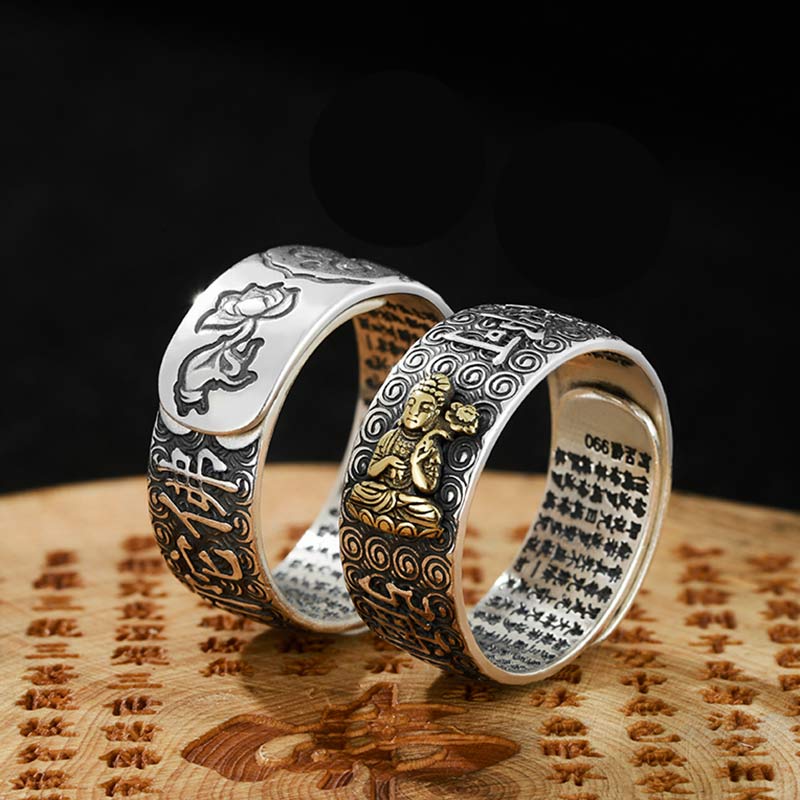 Chinese Zodiac Natal Buddha Wealth Luck Adjustable Ring