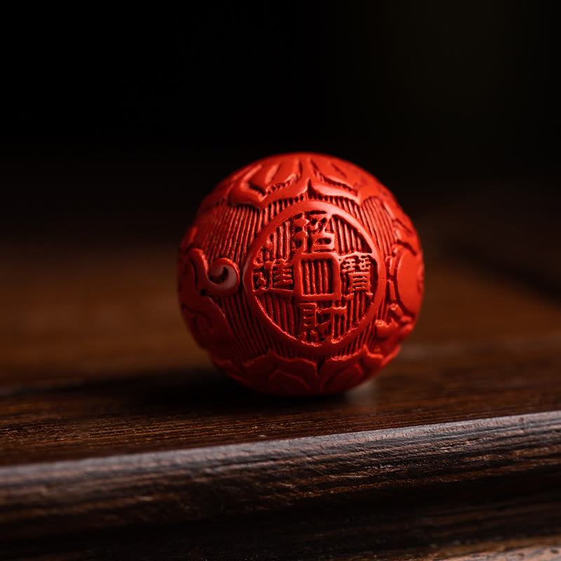 Red Sandalwood & Jade Cinnabar Keychain with Om Mani Padme Hum, Pixiu, or Copper Coin