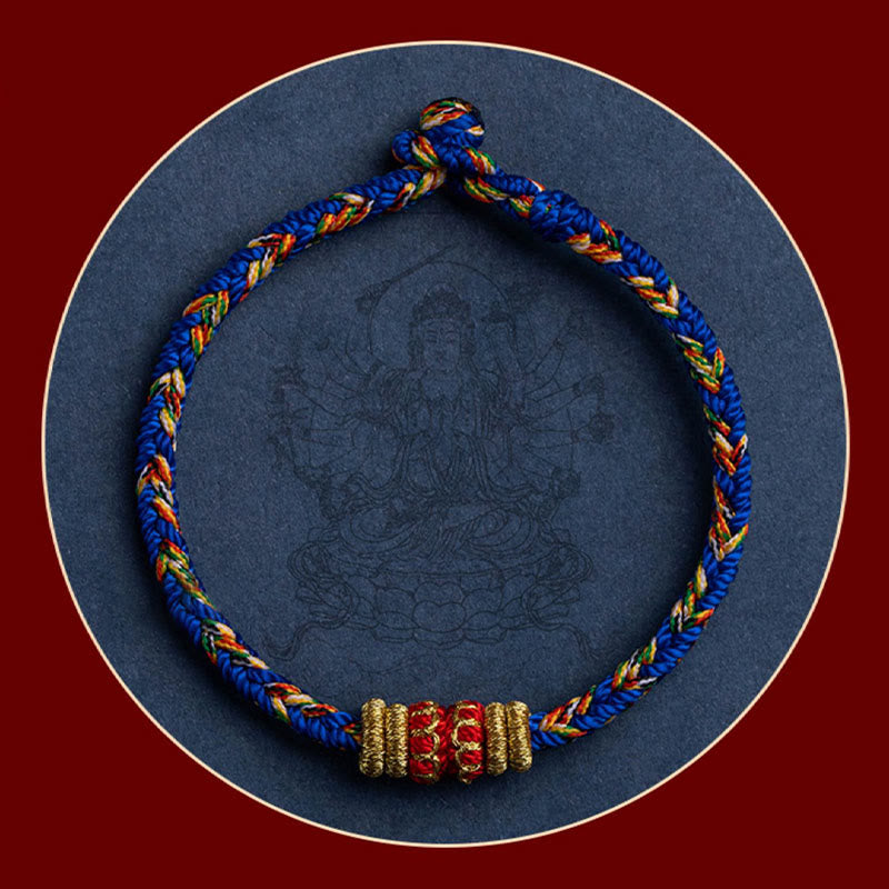 Tibet Handmade Chinese Zodiac Natal Buddha Luck Strength Braided String Bracelet