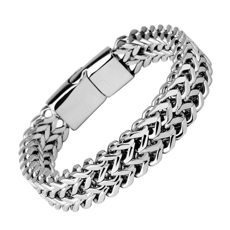Textured Fish Scale Titanium Steel Magnetic Buckle Balance Chain Bracelet