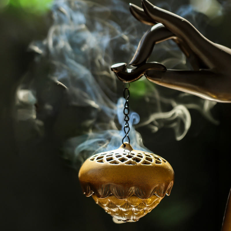 Mudra Hand LED Ceramic Backflow Smoke Fountain Incense Burner