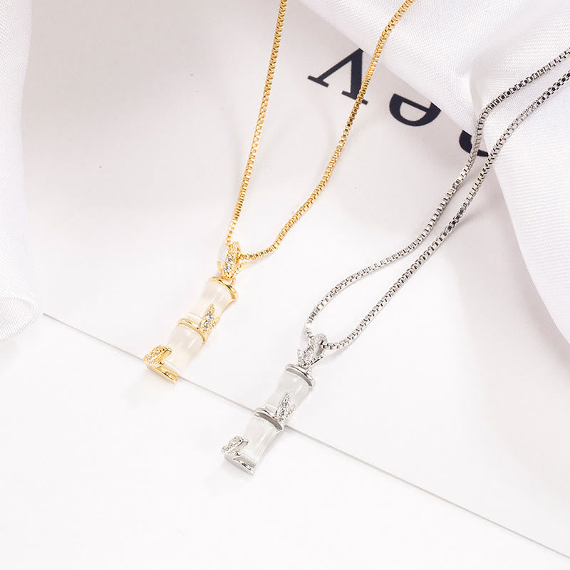 Chalcedony Bamboo Pattern Harmony Necklace Pendant