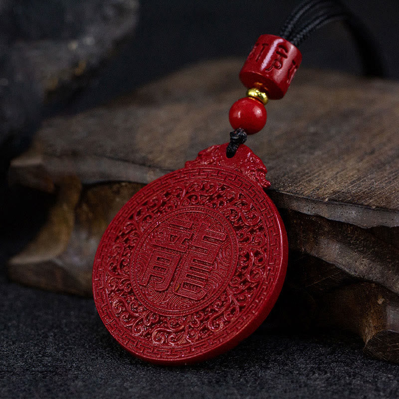 Year of the Dragon Natural Cinnabar Dragon Protection Necklace Pendant