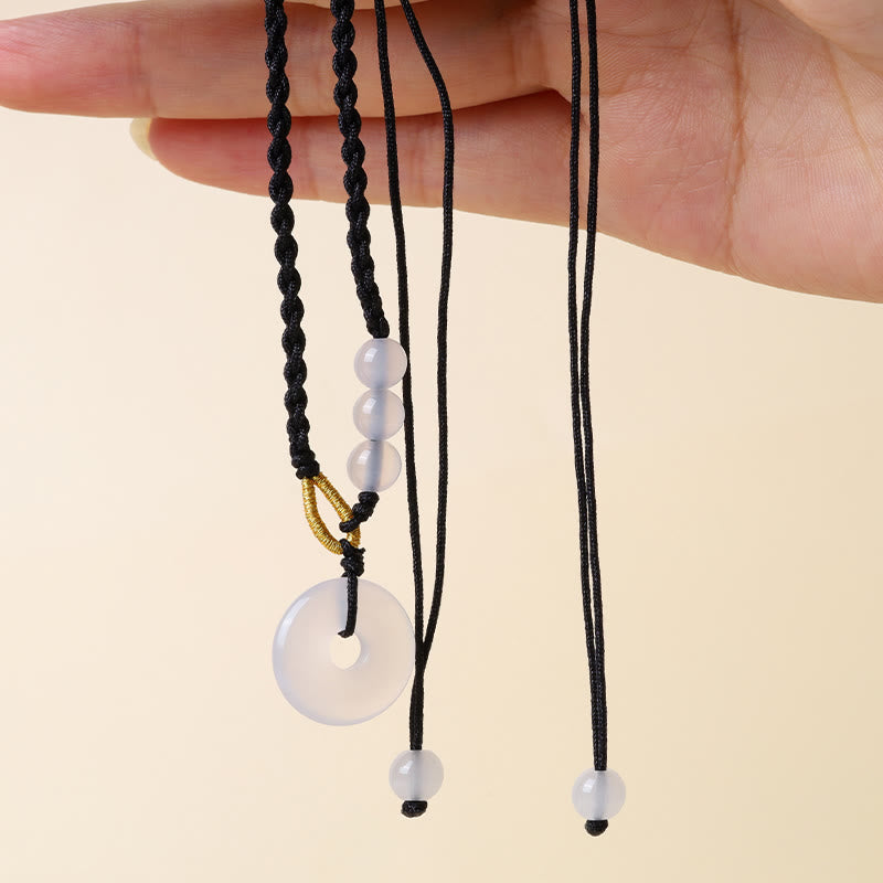 Strawberry Quartz Chalcedony Peace Buckle Healing Necklace Pendant