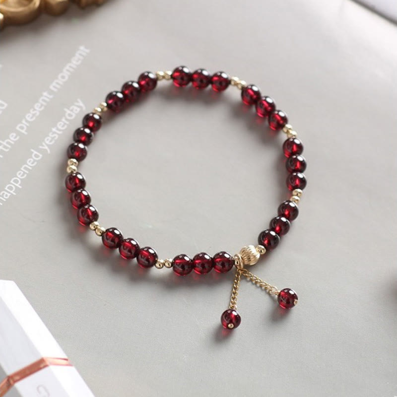 14K Gold Plated Alloy Natural Garnet Calm Bracelet