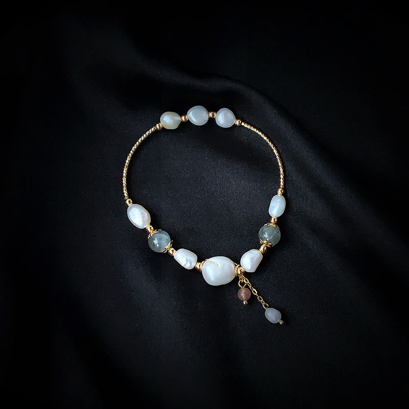 Strawberry Quartz Moonstone & Pearl Beaded Harmony Bracelet