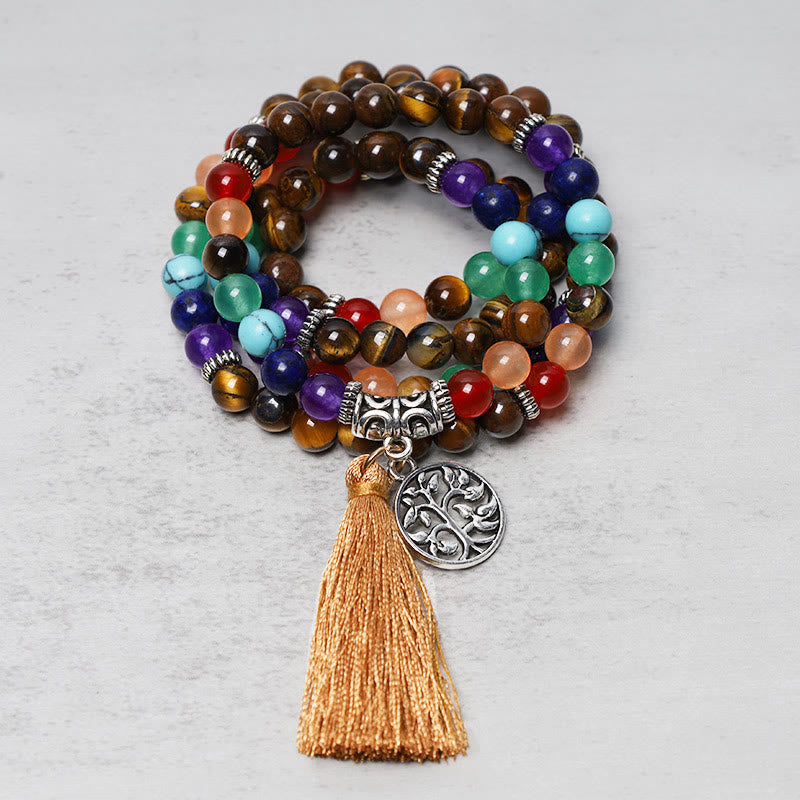 Healing Crystal Mala Prayer Beads 108 Meditation Healing Multilayer Bracelet Necklace
