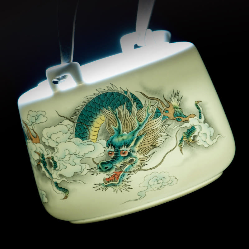 Vintage Dragon Mountain Fisherman Landscape White Porcelain Ceramic Kung Fu Teapot